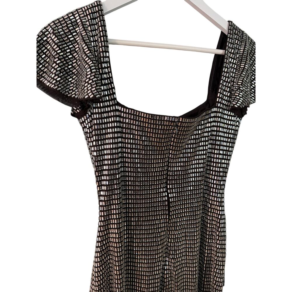 Self-Portrait Grey Rhinestone Mesh Mini Dress - Picture 9 of 12